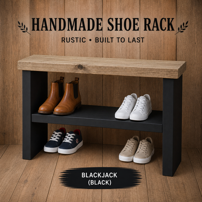 Rustic Wooden Shoe Rack Bench 33cm Deep | Hallway Storage Bench | Entryway Shoe Storage Shelf | Handmade Shoe Organiser