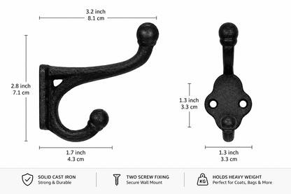 Rustic Wooden Coat Rack Shelf with Heavy Duty Hooks | Wall Mounted Hallway Storage