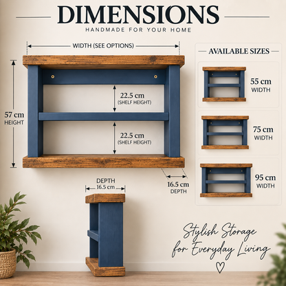 Handmade Wooden Office Wall Shelf & Desk Organiser | Storage Display Shelf