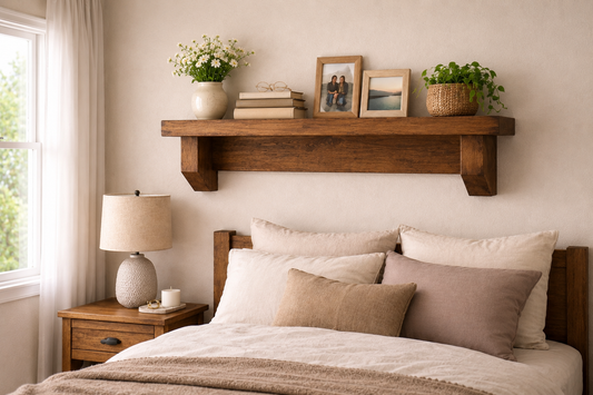 Handmade Wooden Bedroom Shelf | Rustic Wall Shelf for Bedroom, Mantel & Home Décor