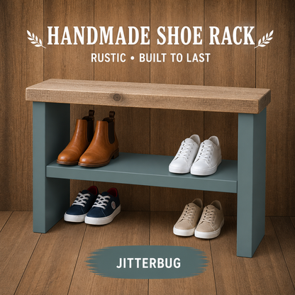 Rustic Wooden Shoe Rack Bench 33cm Deep | Hallway Storage Bench | Entryway Shoe Storage Shelf | Handmade Shoe Organiser