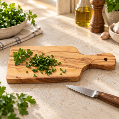 Olive Wood Kitchen Gift Set – Bowl, Herb Board, Spoon & Spatula