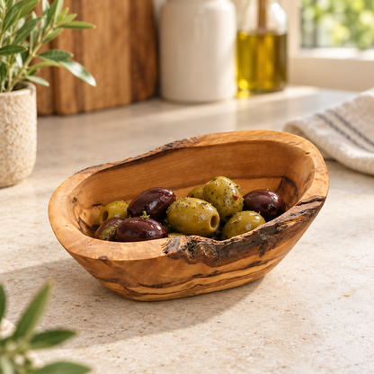 Rustic Olive Wood Snack Bowl – Natural Live Edge