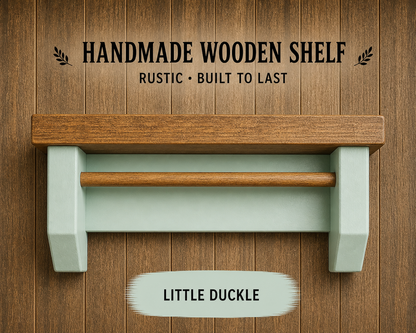 Rustic Coffee Shelf with Mug Hooks – Wooden Wall Mounted Coffee Station Shelf