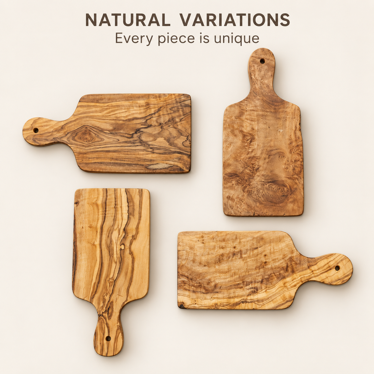 Olive Wood Kitchen Gift Set – Bowl, Herb Board, Spoon & Spatula