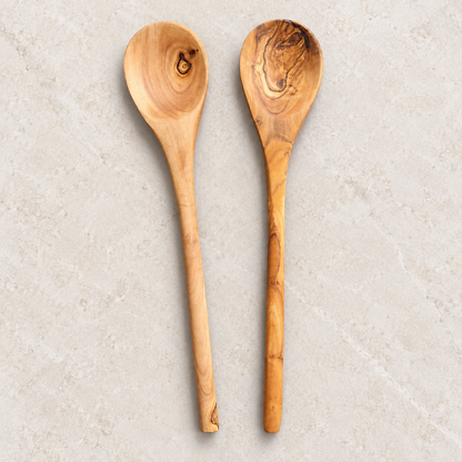 Olive Wood Cooking Spoon – 30cm Natural Wooden Kitchen Utensil