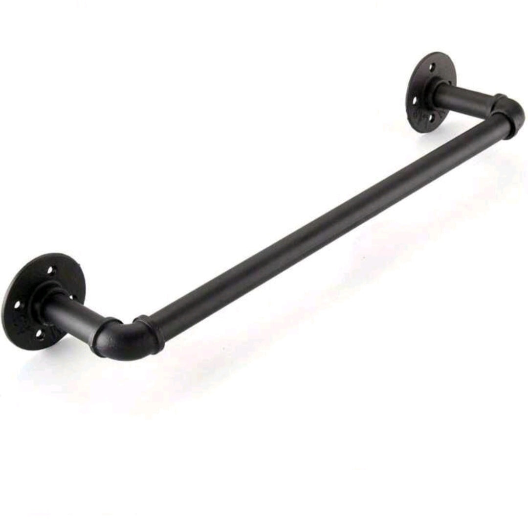 Industrial Pipe Towel Rail | Black Wrought Iron Wall Mounted Bathroom Towel Holder