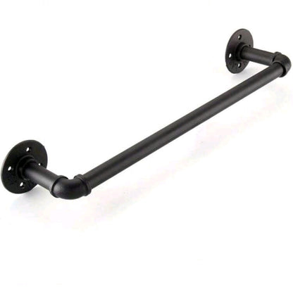 Industrial Pipe Towel Rail | Black Wrought Iron Wall Mounted Bathroom Towel Holder