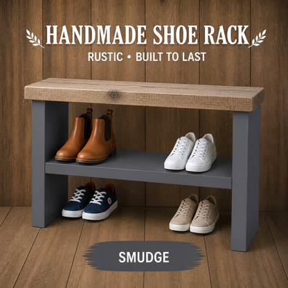 Rustic Wooden Shoe Rack Bench 33cm Deep | Hallway Storage Bench | Entryway Shoe Storage Shelf | Handmade Shoe Organiser