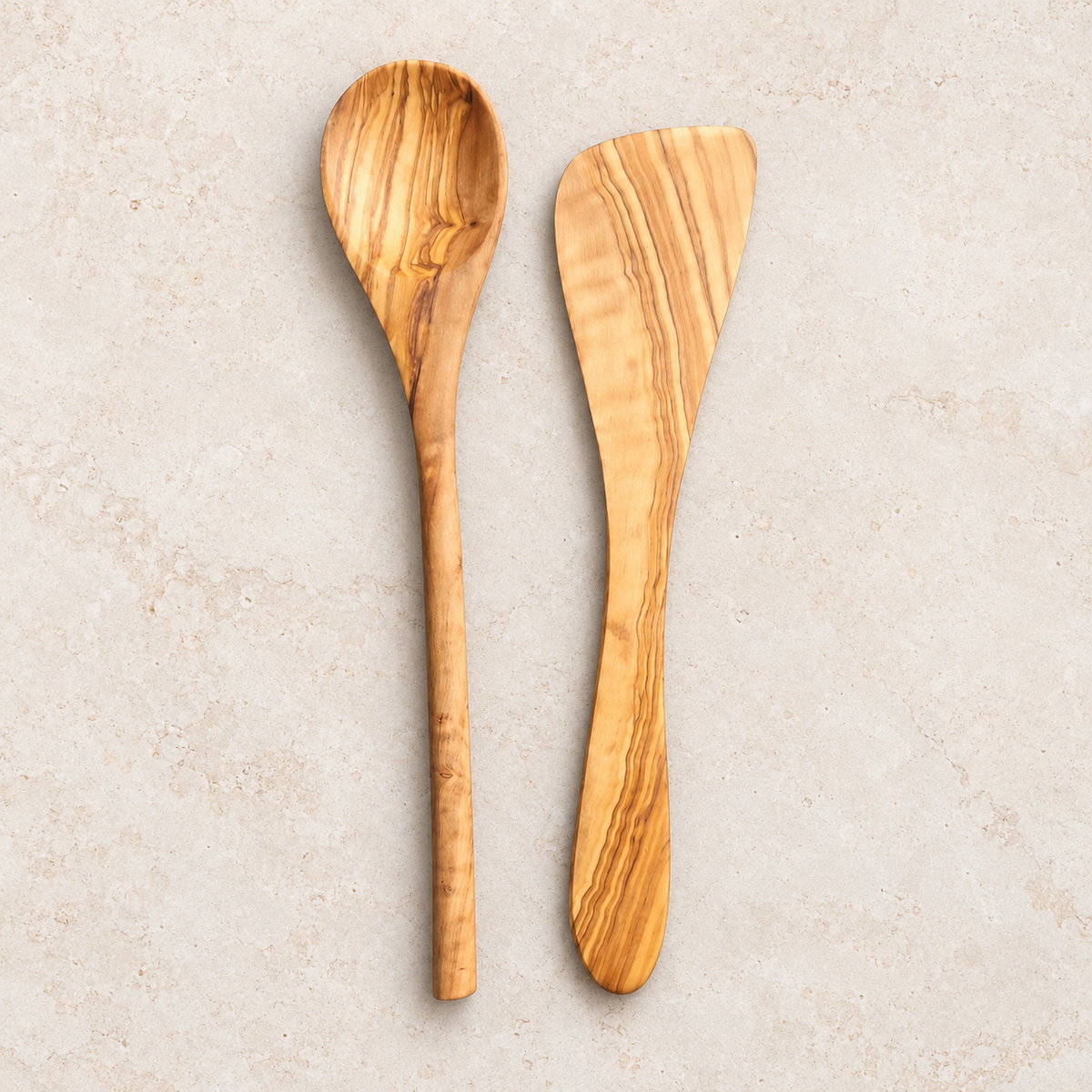 Olive Wood Utensil Set – Cooking Spoon & Spatula
