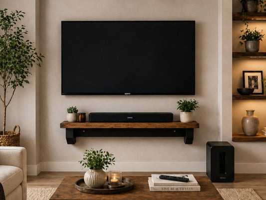 Rustic Soundbar Shelf | Floating TV Shelf for Sonos, Bose & Home Entertainment Systems