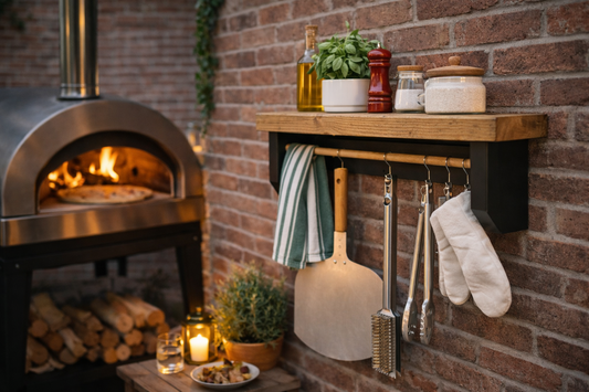 Étagère à café rustique avec crochets à tasses – Étagère murale en bois pour station à café