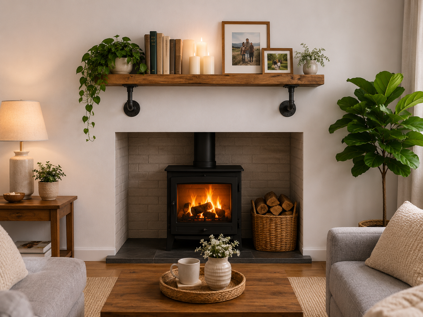 Rustic Mantel Shelf – Solid Wood Fireplace Beam | Floating Mantelpiece Shelf | Handmade Look | Multiple Sizes