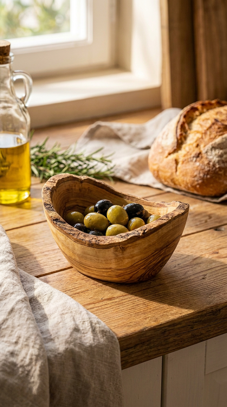 Rustic Olive Wood Snack Bowl – Natural Live Edge