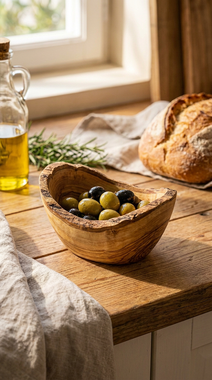 Rustic Olive Wood Snack Bowl – Natural Live Edge
