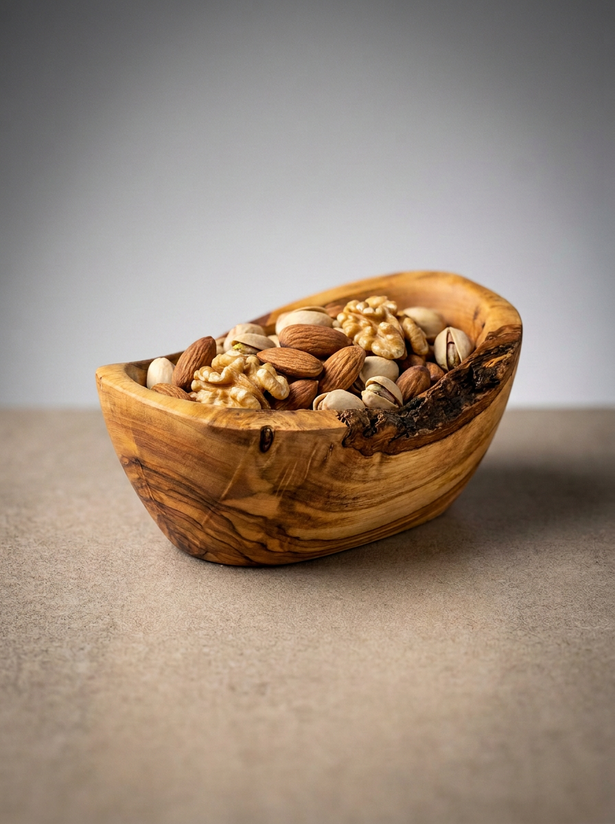 Rustic Olive Wood Snack Bowl – Natural Live Edge
