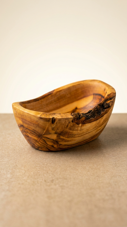 Rustic Olive Wood Snack Bowl – Natural Live Edge