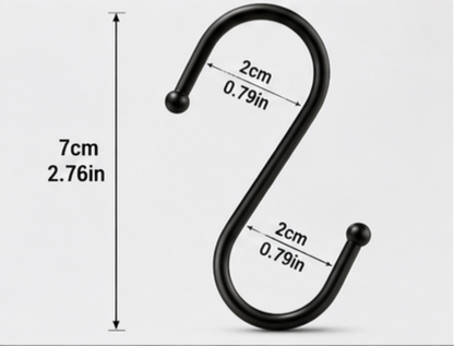 5 Pack Stainless Steel or Black S Hooks | Heavy Duty Hanging Hooks for Kitchen, Wardrobe, Garage & Bathroom